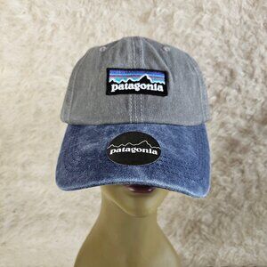 Patagonia Gray and Blue Distressed P-6 Lopro Adjustable Trucker Hat